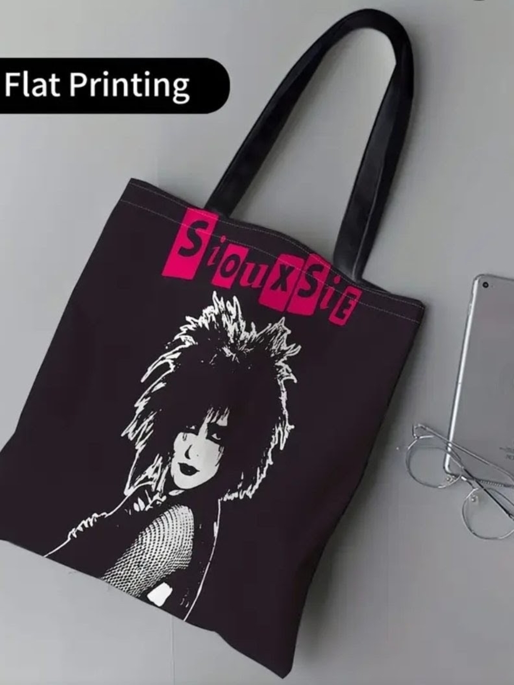Black Graphic Siouxsie Tote Bag